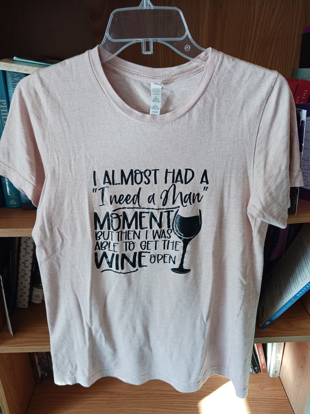 Women's Light Pink Short Sleeve Graphic Tee - Wine Quote